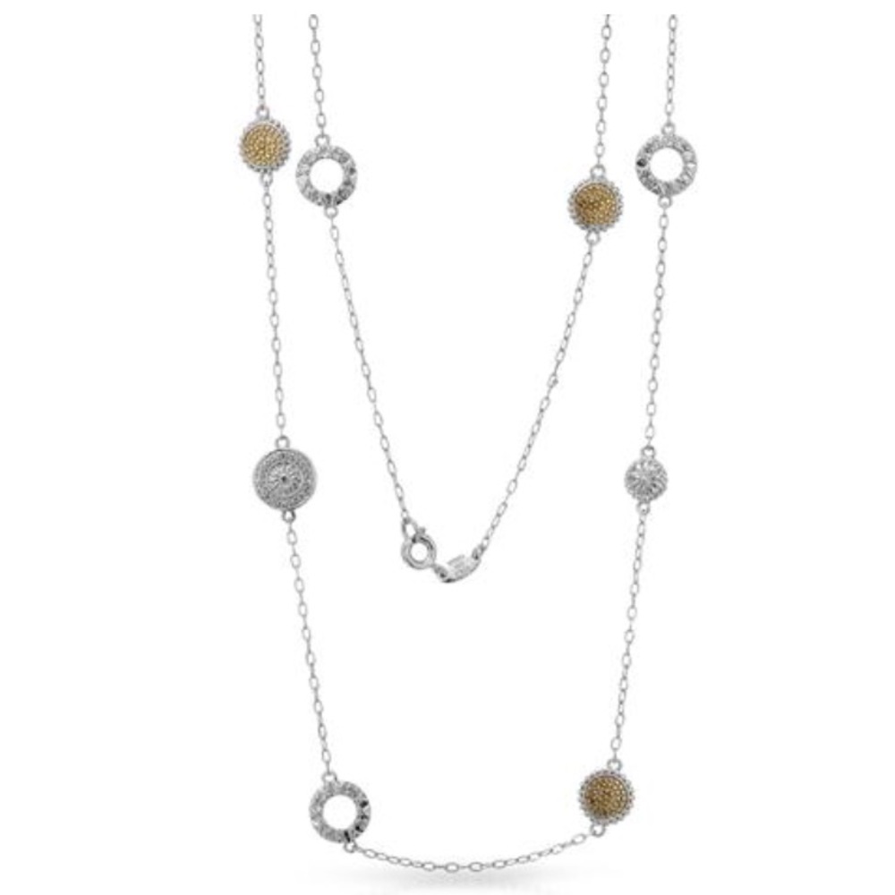 Brand New Two Tone Necklace with Cubic Zirconia